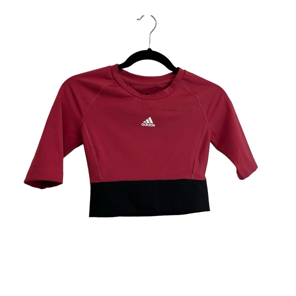 Adidas Primegreen Aeroready Pink Black Logo Crop Top Athletic Womens Size XS